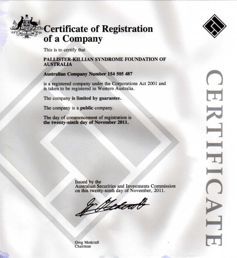 Certificate of Registration of a Company
