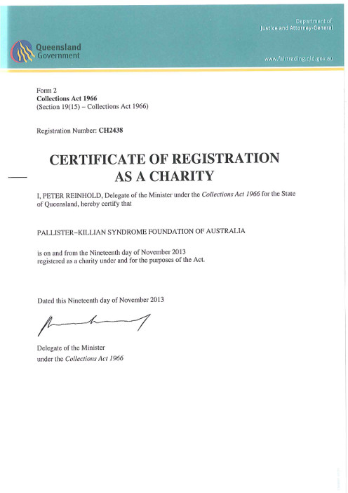 Certificate of Registration Charity Queensland